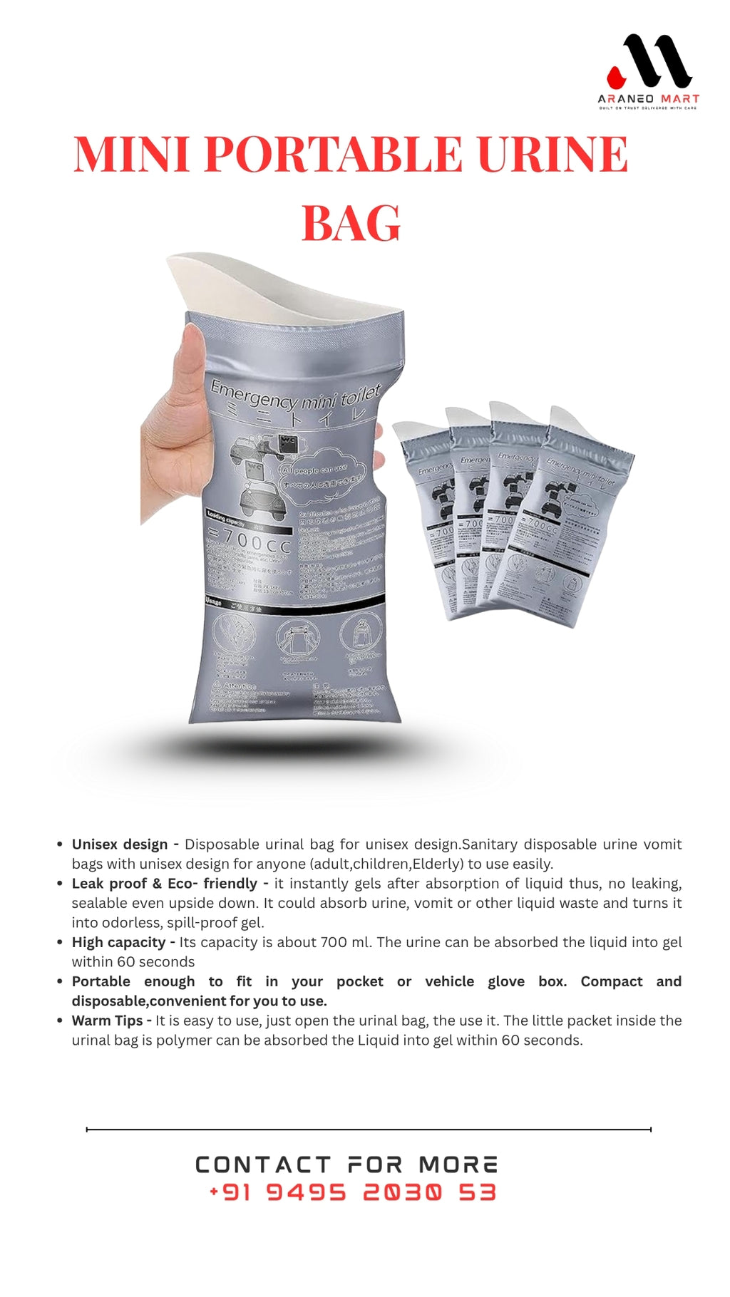 Mini Portable Urine Bag